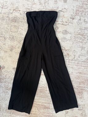 Zara Strapless Black Wide-Leg Jumpsuit
